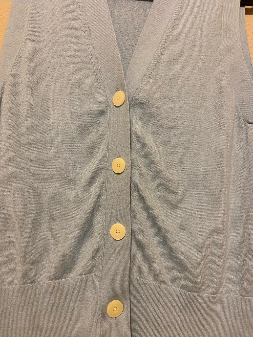 EVERLANE Sweater Vest Organic Cotton Wool Blend Sz M light Blue Button Up - Picture 3 of 6